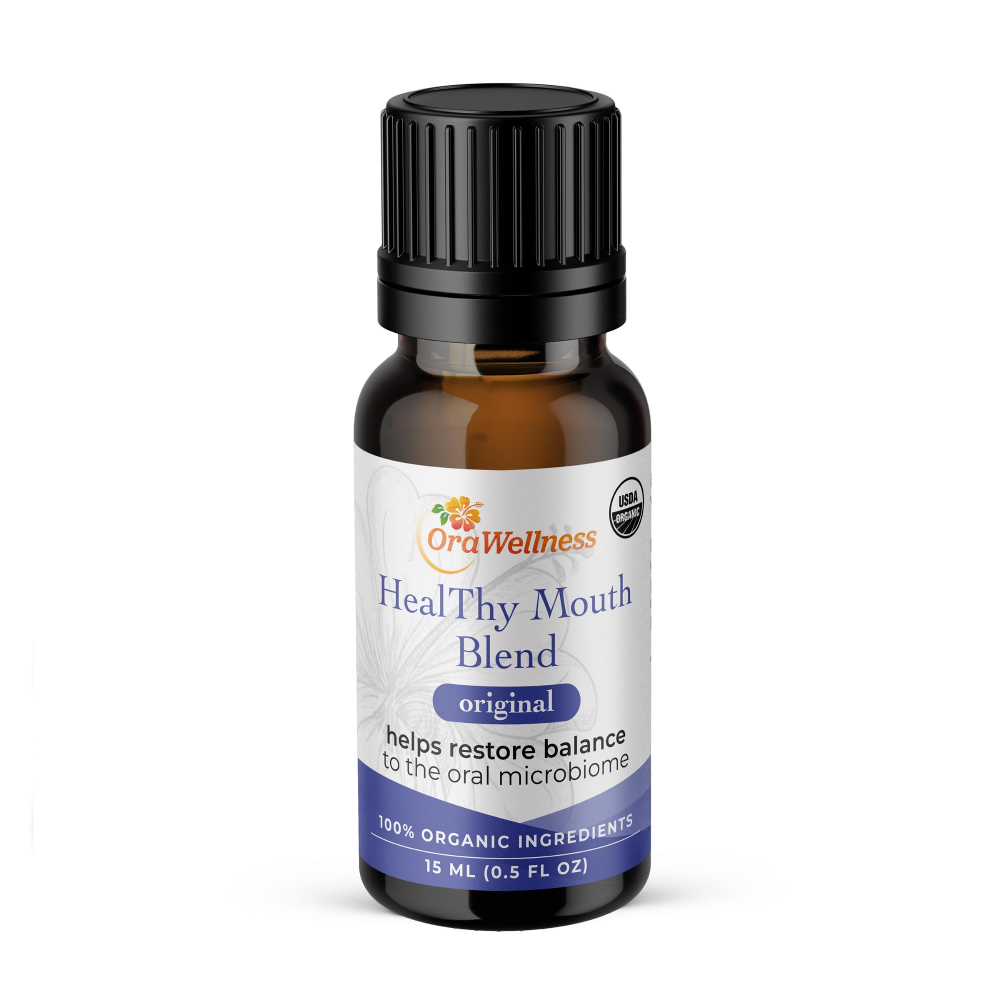 OraWellness Healthy Mouth Blend bottle pour for daily oil-based oral care
