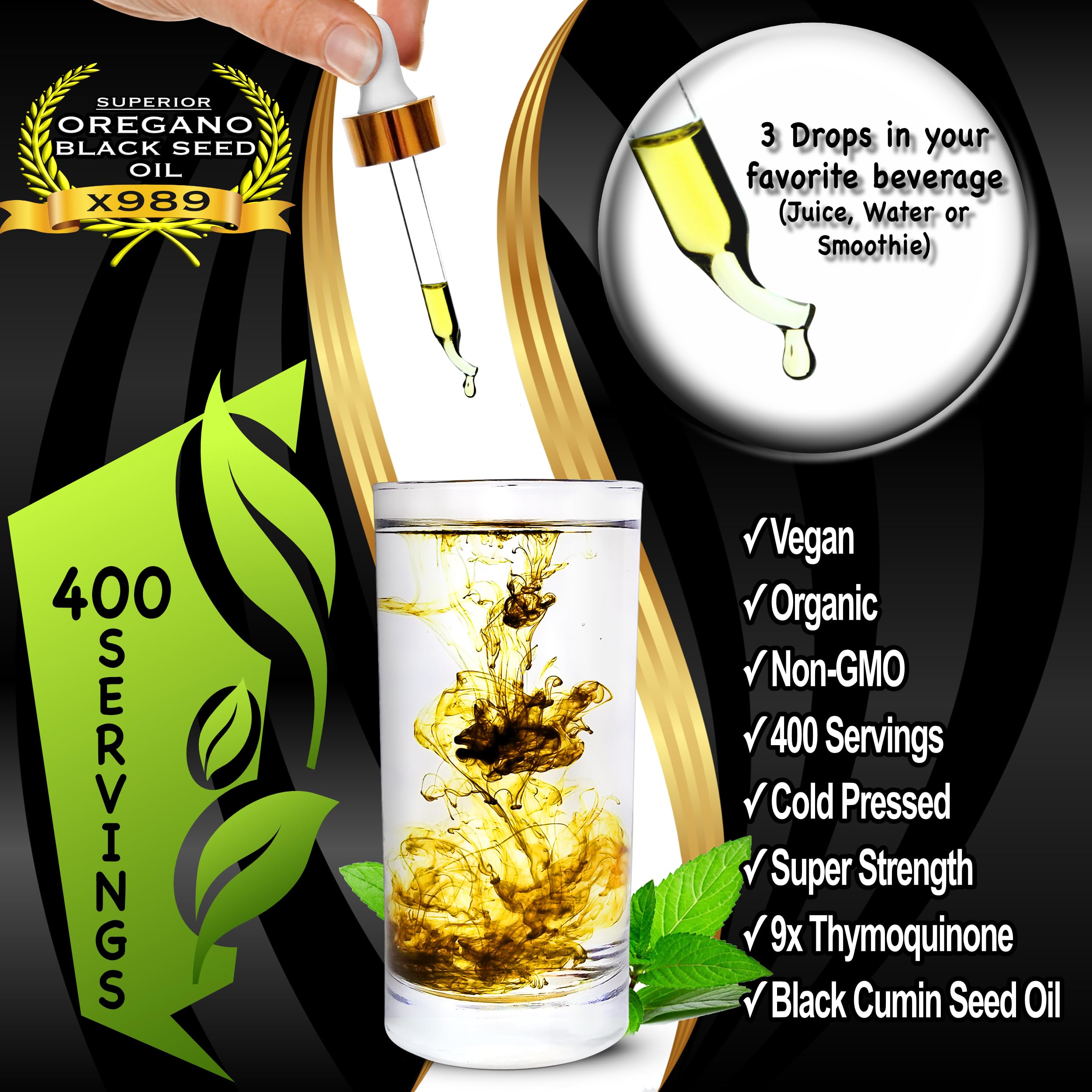 Oregano oil with black seed oil drops for daily use