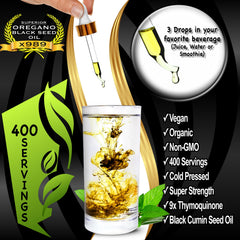 Oregano oil with black seed oil drops for daily use