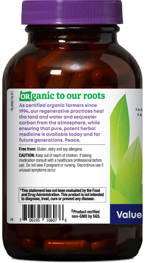 Label on Oregon's Wild Harvest Ashwagandha emphasizes organic origin and non-GMO verification.