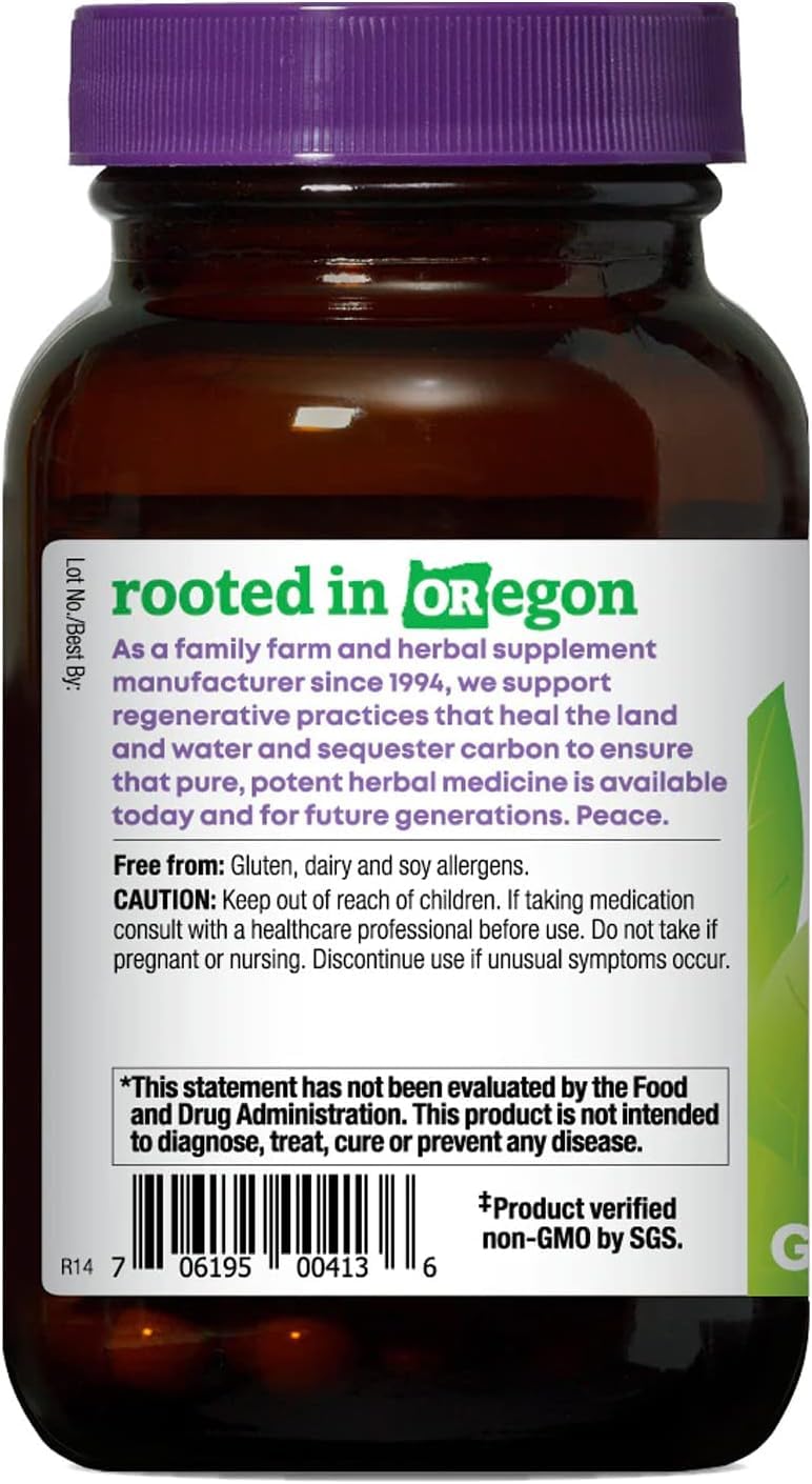 Oregon's Wild Harvest Bilberry ingredients closeup showing Non-GMO, allergen-free formula