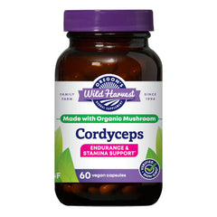 Oregon's Wild Harvest Cordyceps capsule bottle for daily stamina support.