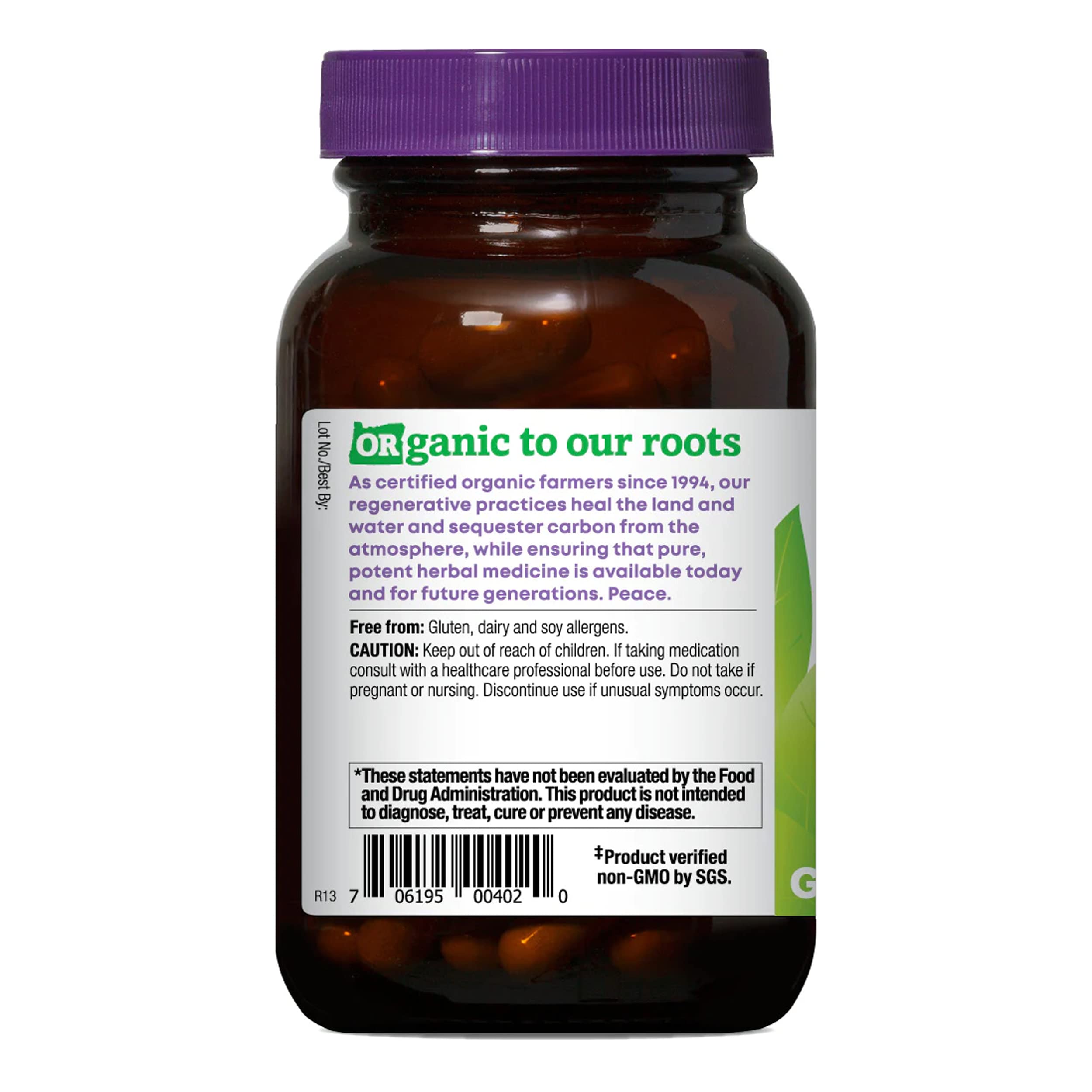 Oregon's Wild Harvest Cordyceps bottle front on a wooden surface.