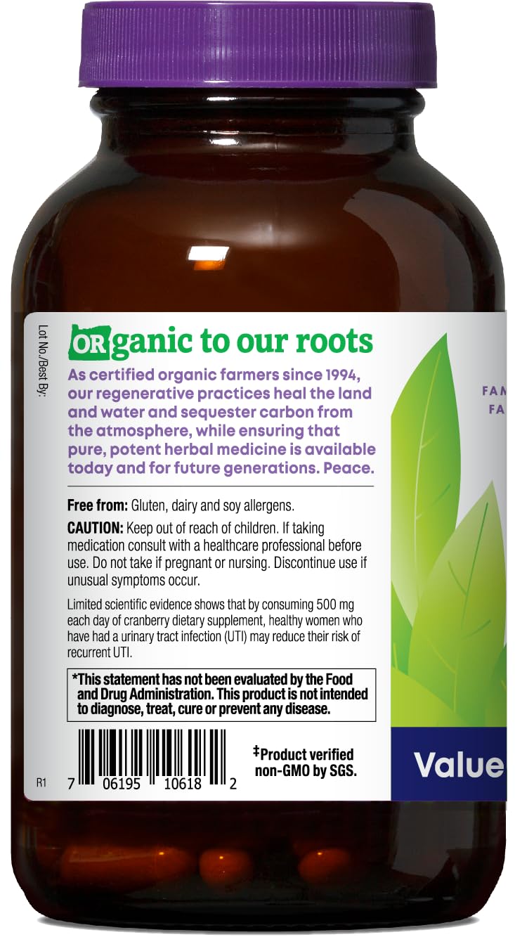 Oregon's Wild Harvest cranberry PACran label displaying organic certification