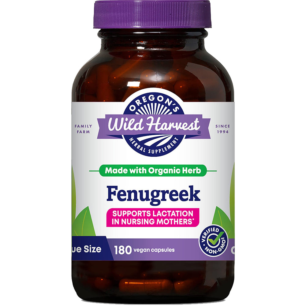 Oregon's Wild Harvest fenugreek capsules bottle for lactation support.