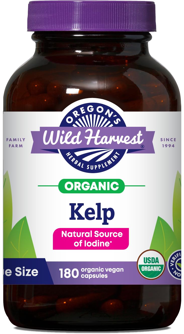 Oregon's Wild Harvest Kelp bottle—vegan iodine source for daily use