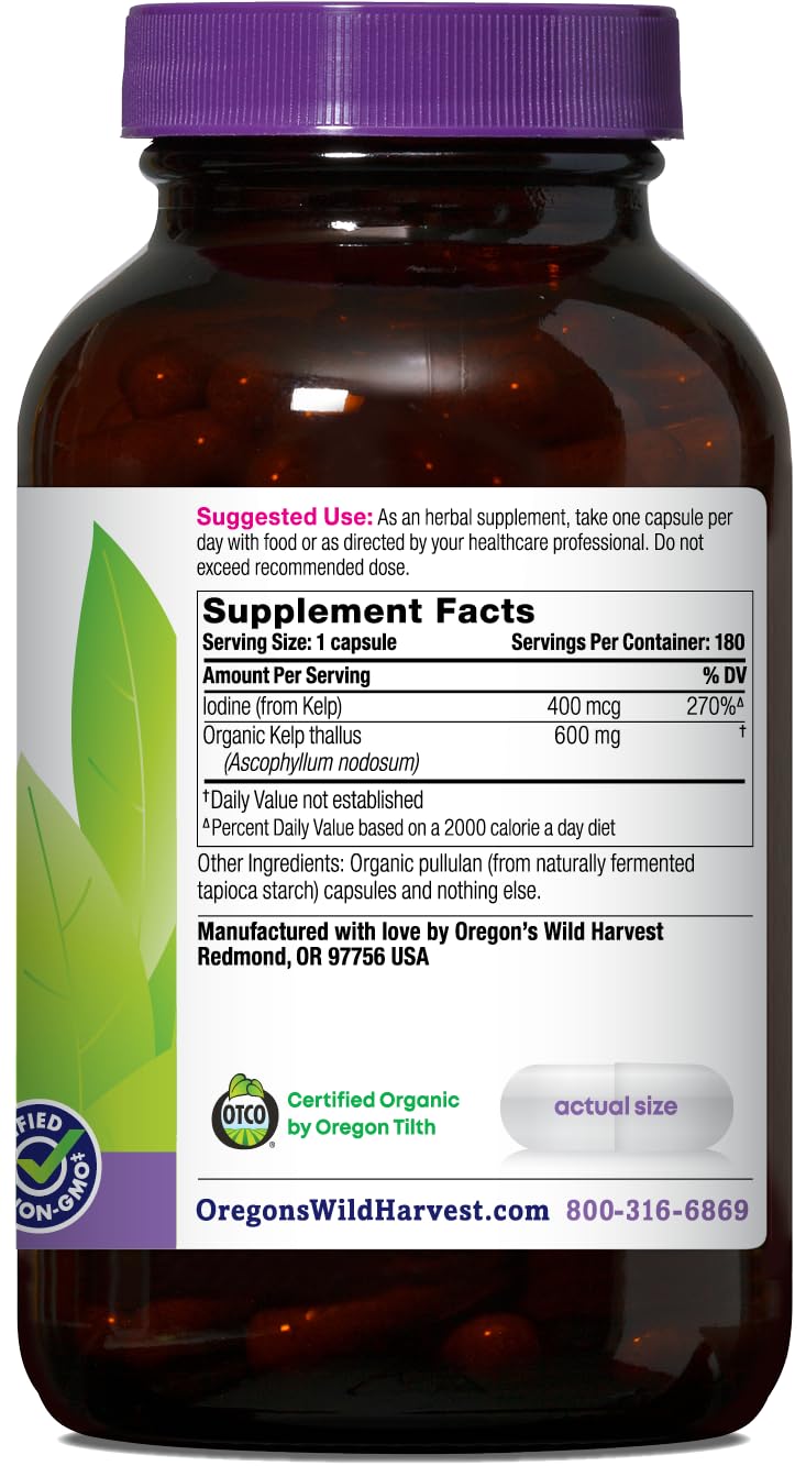Oregon's Wild Harvest Kelp label—certified organic, non-GMO, gluten-free