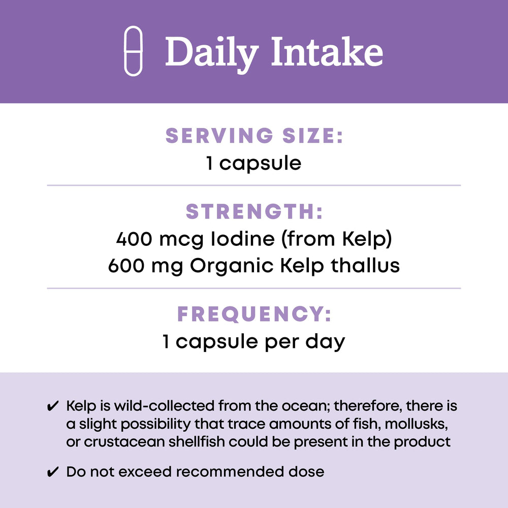 Kelp capsules on shelf—convenient daily iodine source in vegan form