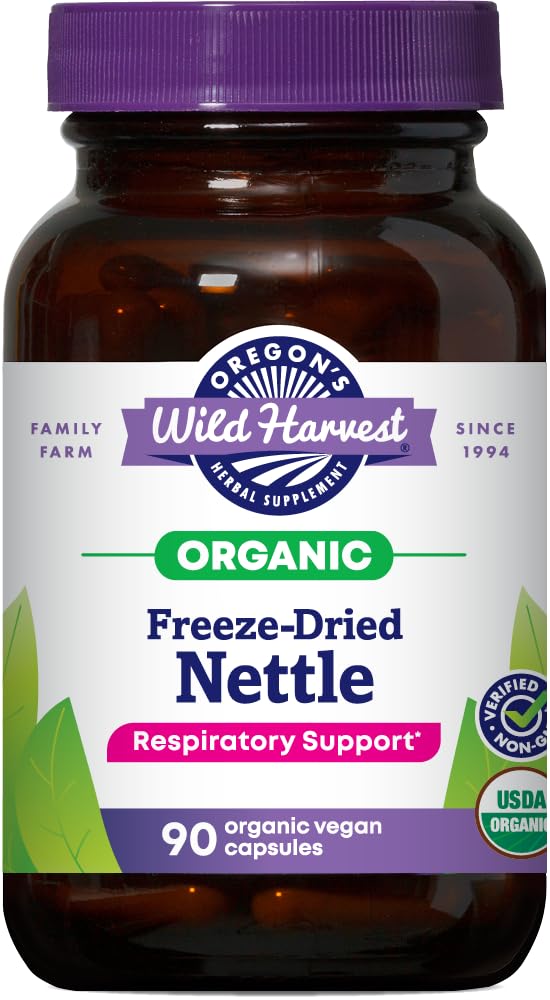 Oregon's Wild Harvest nettle capsules bottle front for organic daily support