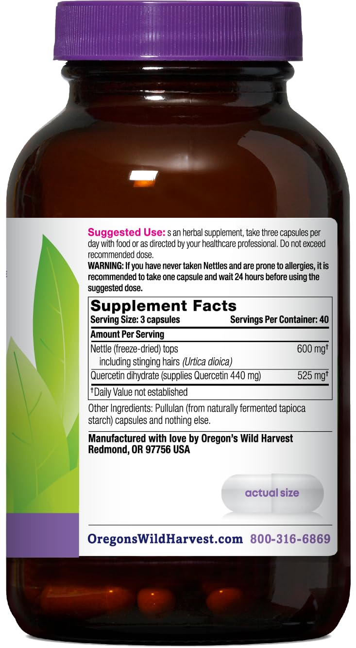 Oregon's Wild Harvest nettle quercetin capsules close-up