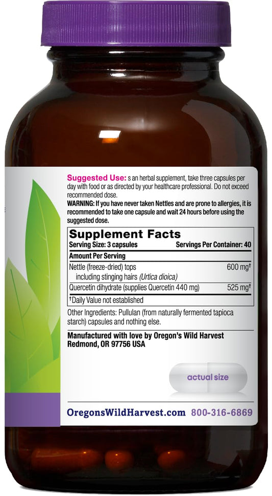 Oregon's Wild Harvest nettle quercetin capsules close-up