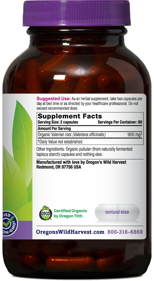 Organic valerian root close-up highlights potency per capsule