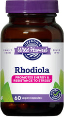Oregon's Wild Harvest Rhodiola bottle front with Arctic Rose heritage suggesting resilience.