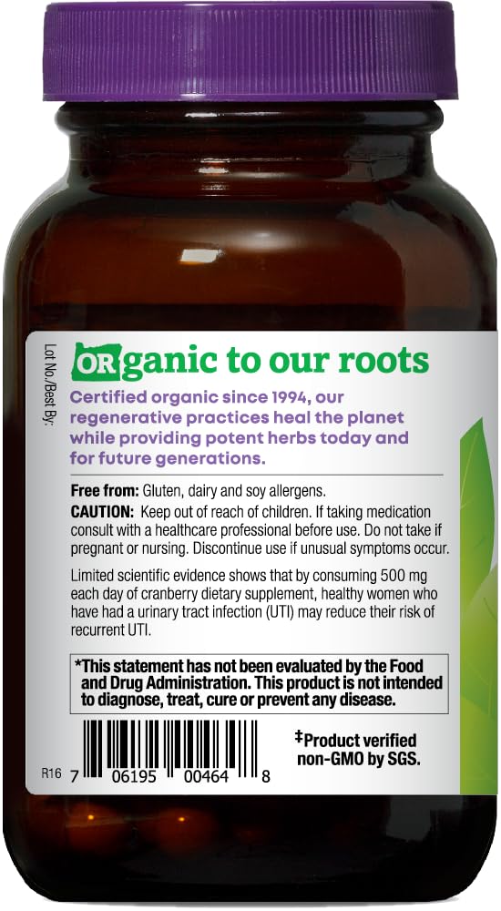 Oregon's Wild Harvest organic rose hips on packaging for vitamin C and natural balance.
