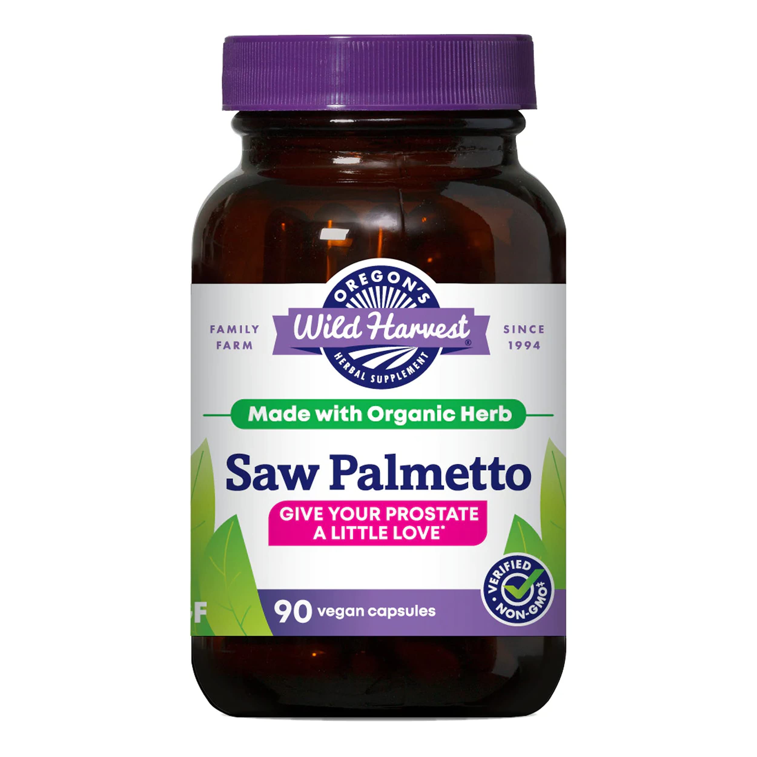 Oregon's Wild Harvest Saw Palmetto organic capsules in bottle for daily use
