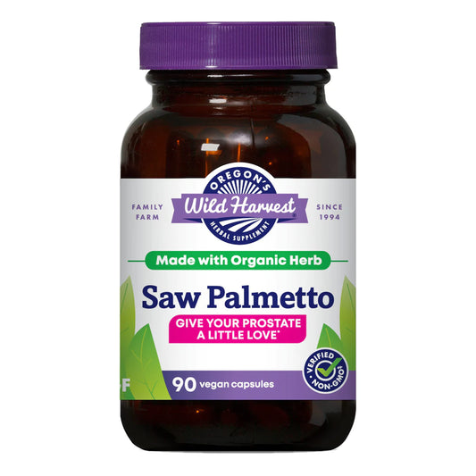 Oregon's Wild Harvest Saw Palmetto organic capsules in bottle for daily use