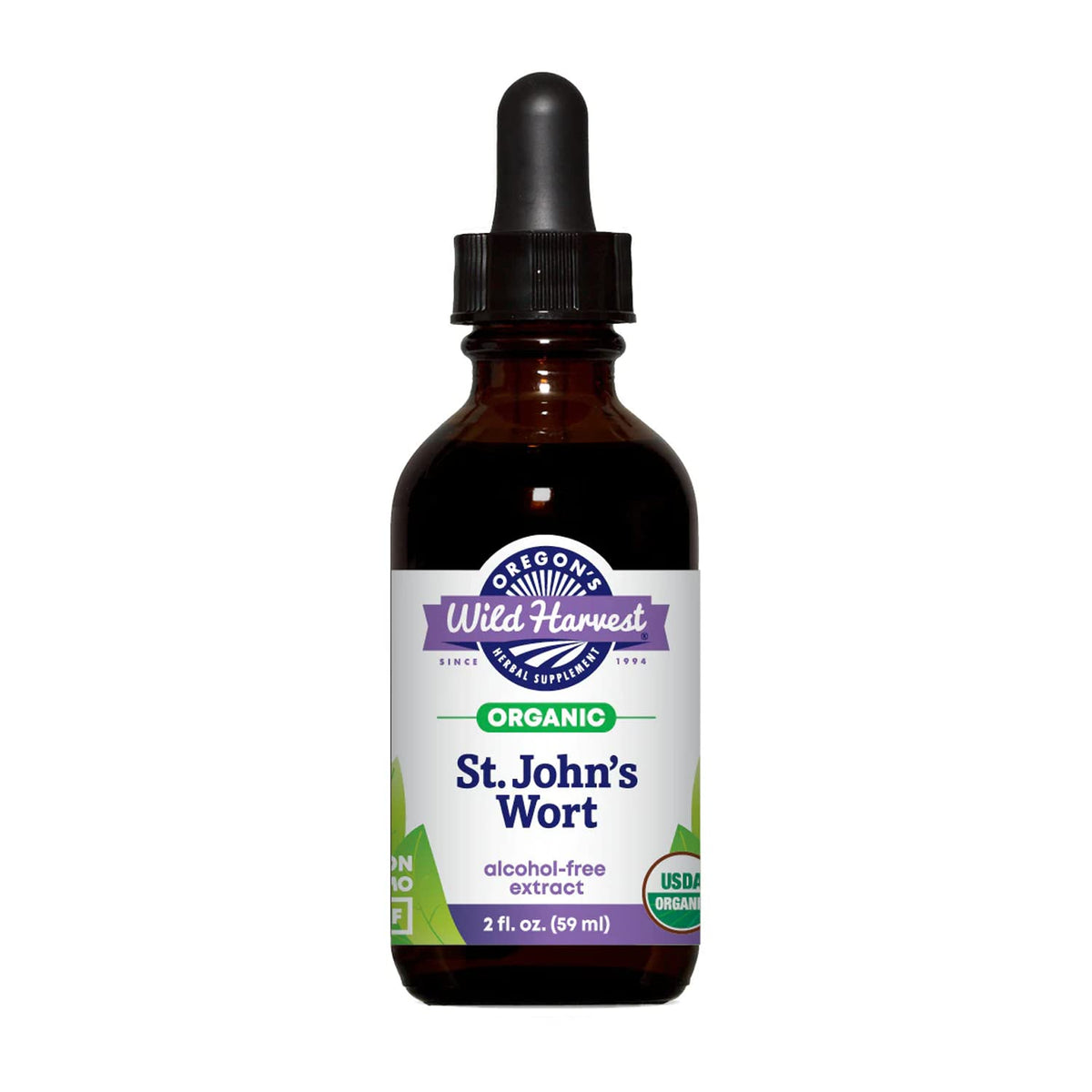 Oregon's Wild Harvest St. John's Wort extract bottle, alcohol-free glycerite for gentle daily use