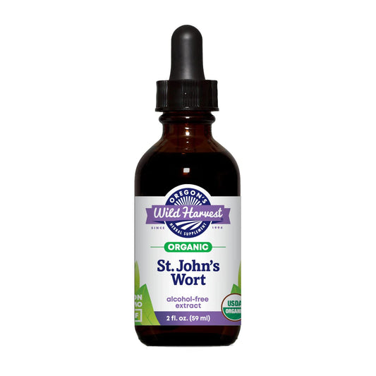 Oregon's Wild Harvest St. John's Wort extract bottle, alcohol-free glycerite for gentle daily use