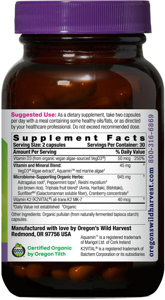 Closeup of vegan capsules highlights algae D3 and Aquamin minerals for daily vitality.