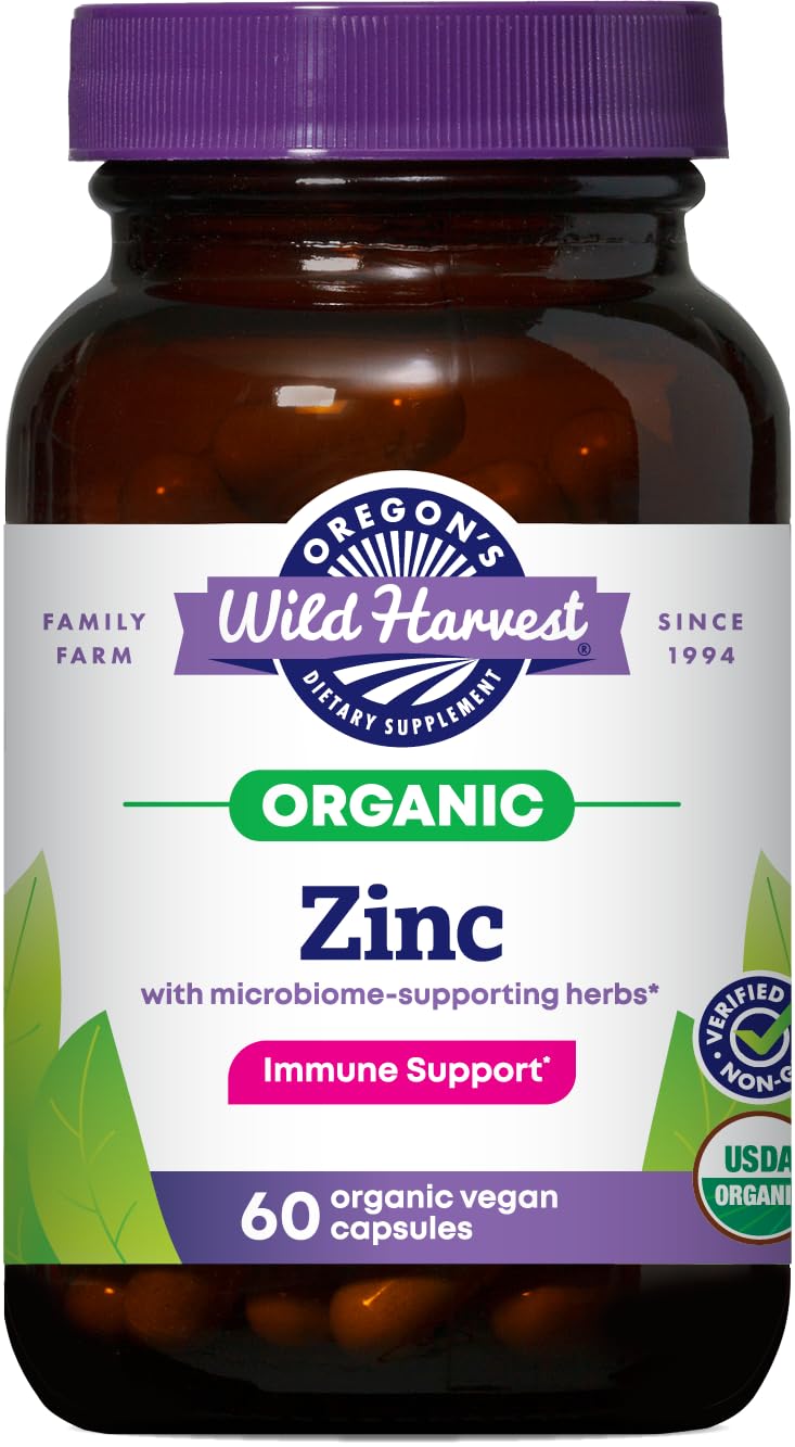 Oregon's Wild Harvest Zinc guava leaf bottle, plant-based zinc for daily wellness