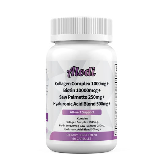 Orelo Super Collagen Blend bottle highlights hair, skin, and nails support.