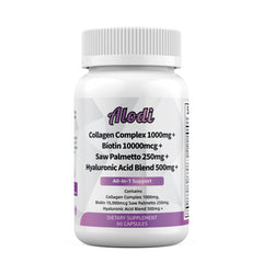 Orelo Super Collagen Blend bottle highlights hair, skin, and nails support.