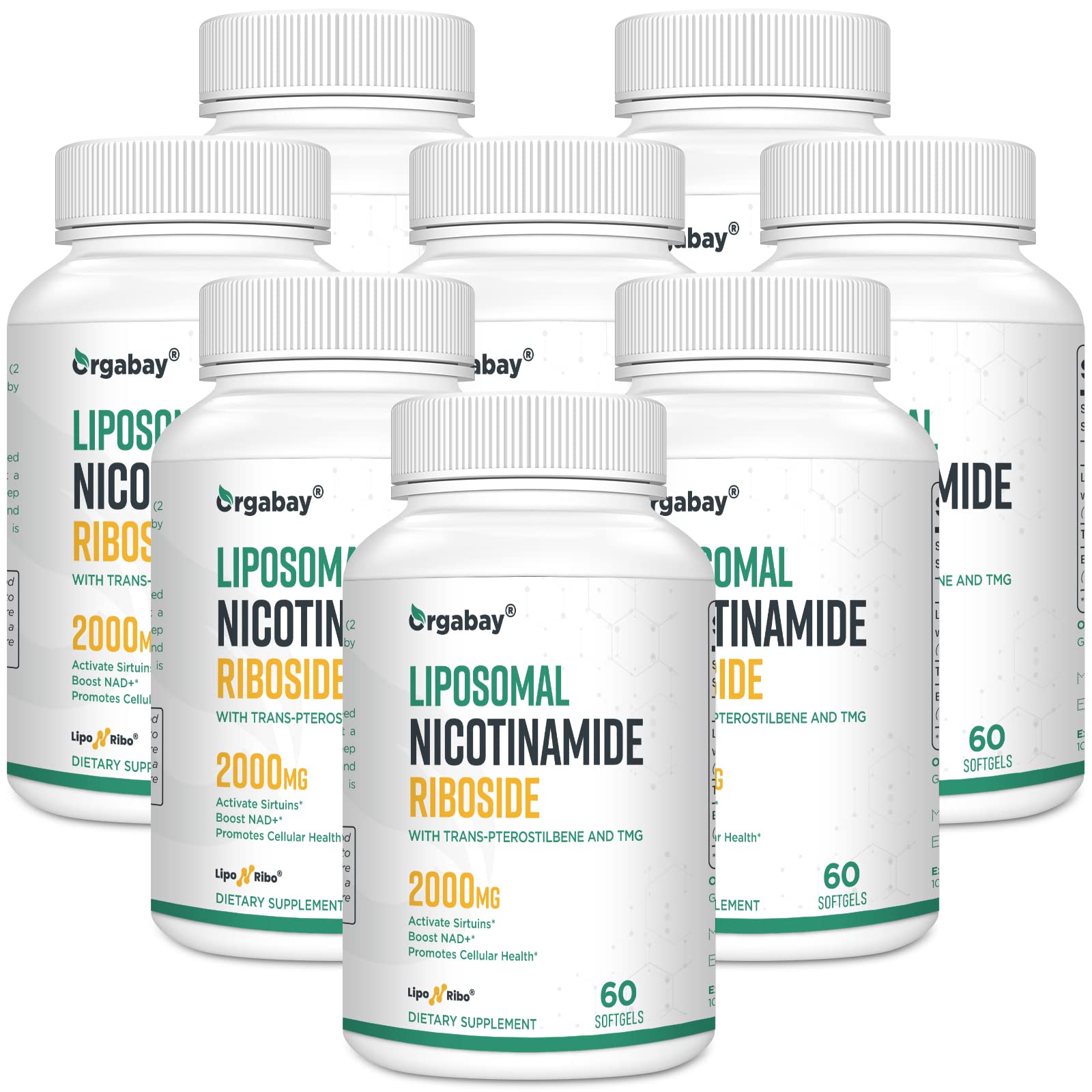 Orgabay liposomal nicotinamide riboside bottle with potential NAD+ support