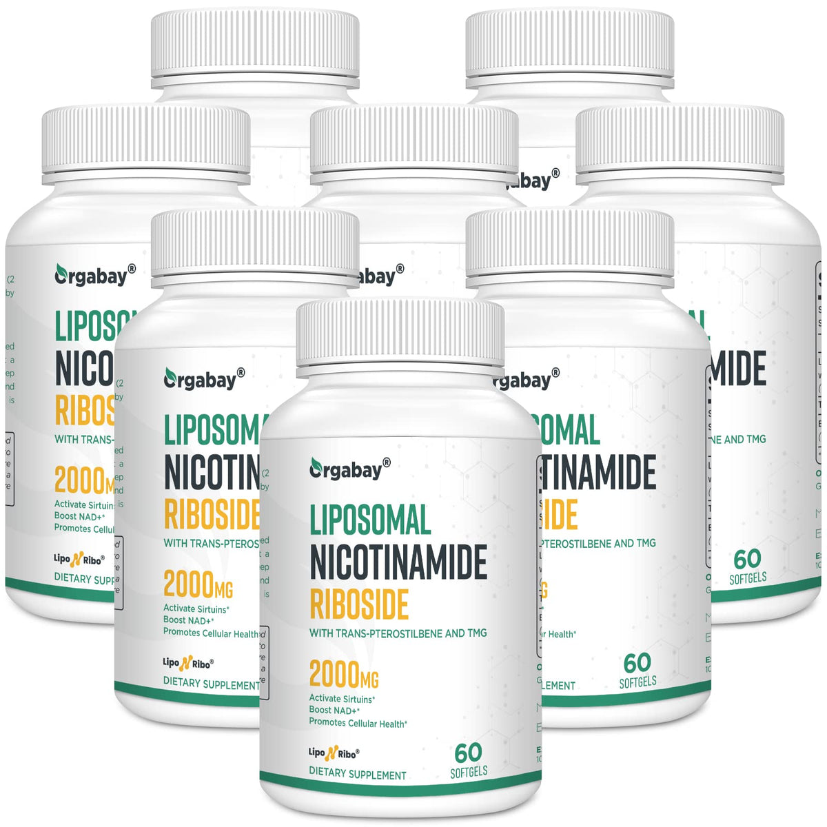 Orgabay liposomal nicotinamide riboside bottle with potential NAD+ support