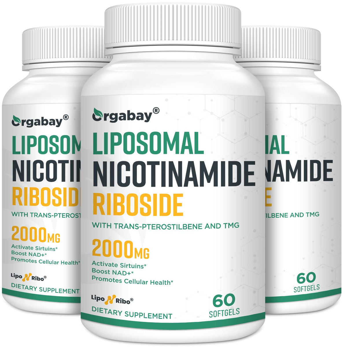 Orgabay liposomal nicotinamide riboside bottle with capsules for absorption
