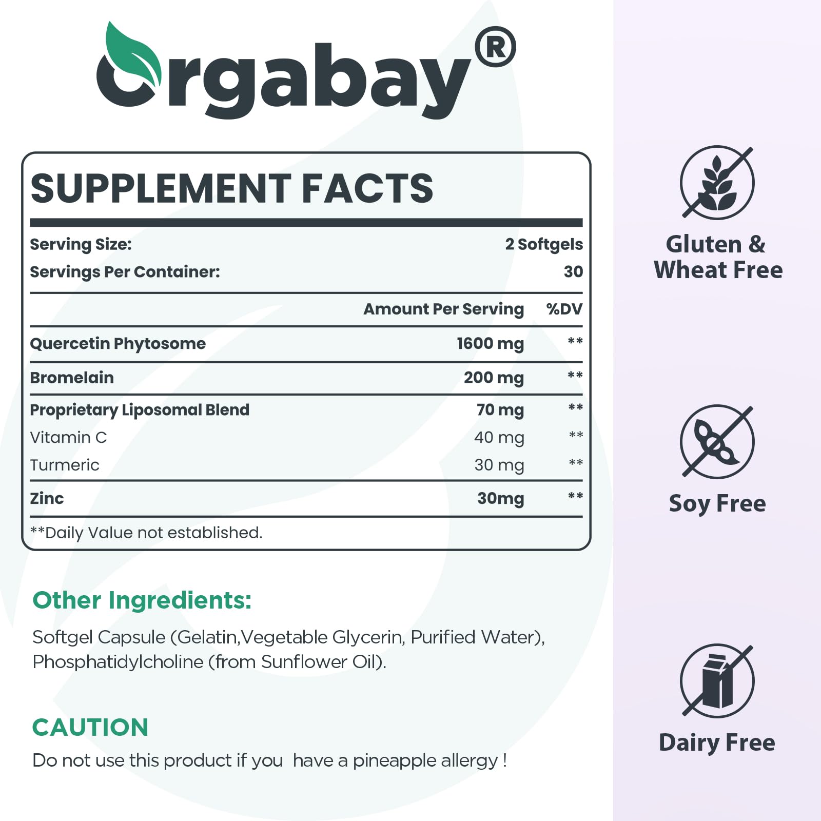 Orgabay turmeric detail highlights antioxidant-friendly components.