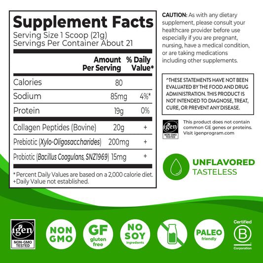 Orgain scoop sits beside the powder for an easy daily collagen boost.