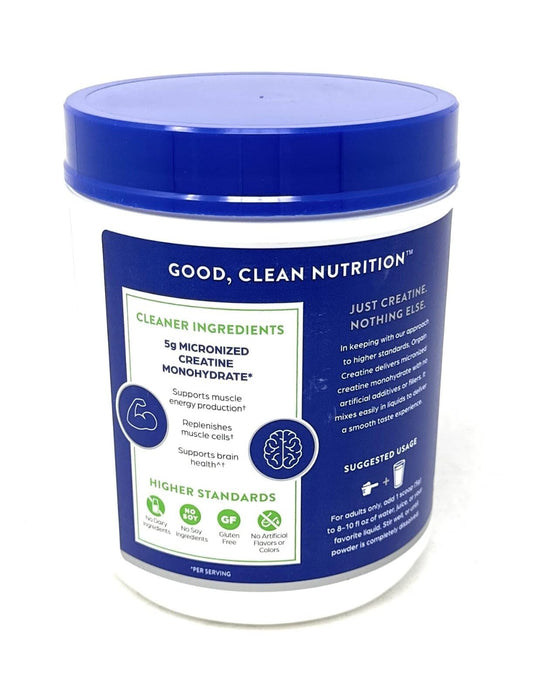 Orgain creatine powder scoop demonstrates convenient serving for workouts