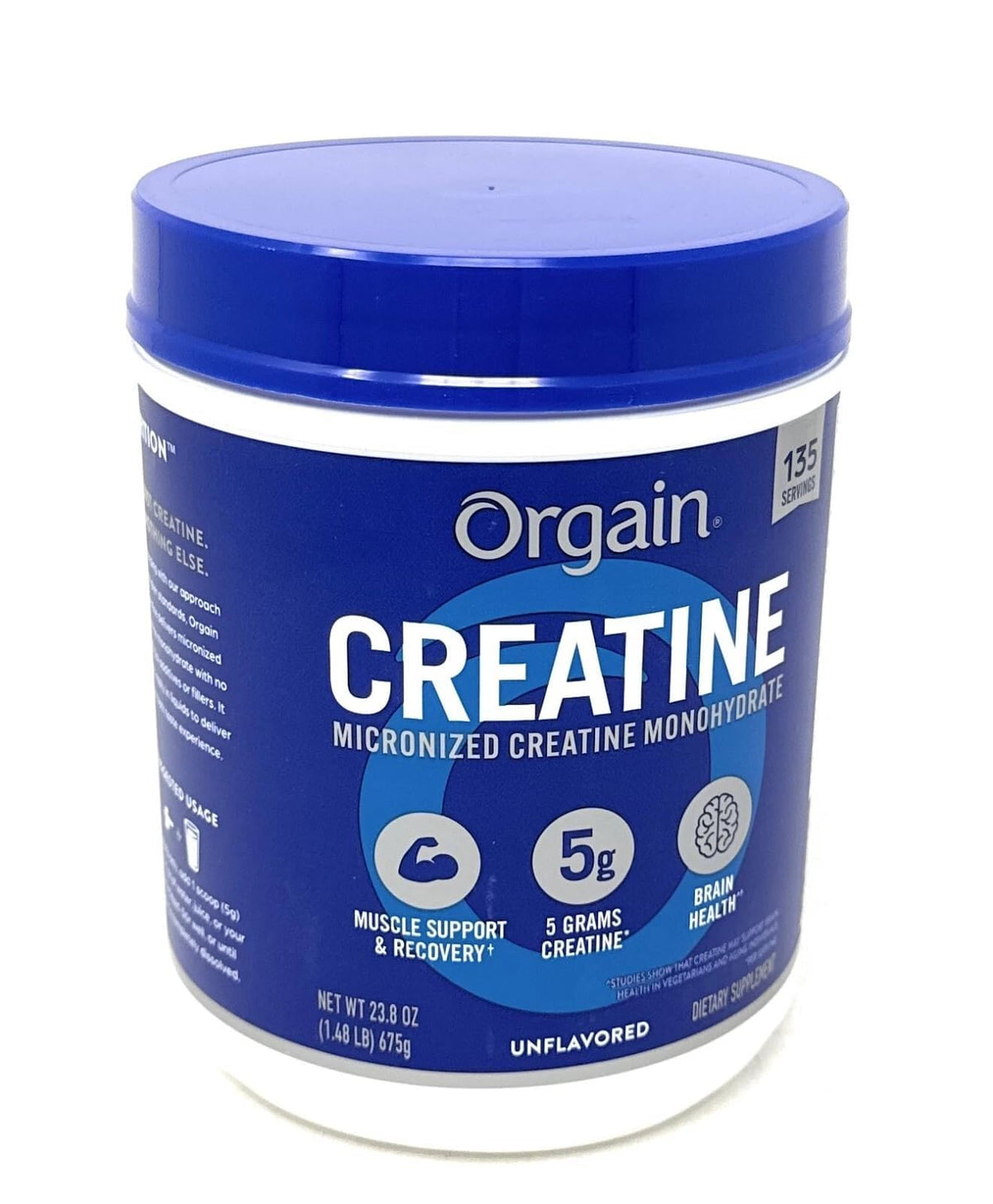 Orgain micronized creatine unflavored bottle for clean strength support