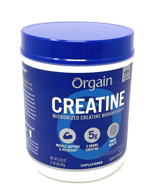 Orgain micronized creatine unflavored bottle for clean strength support