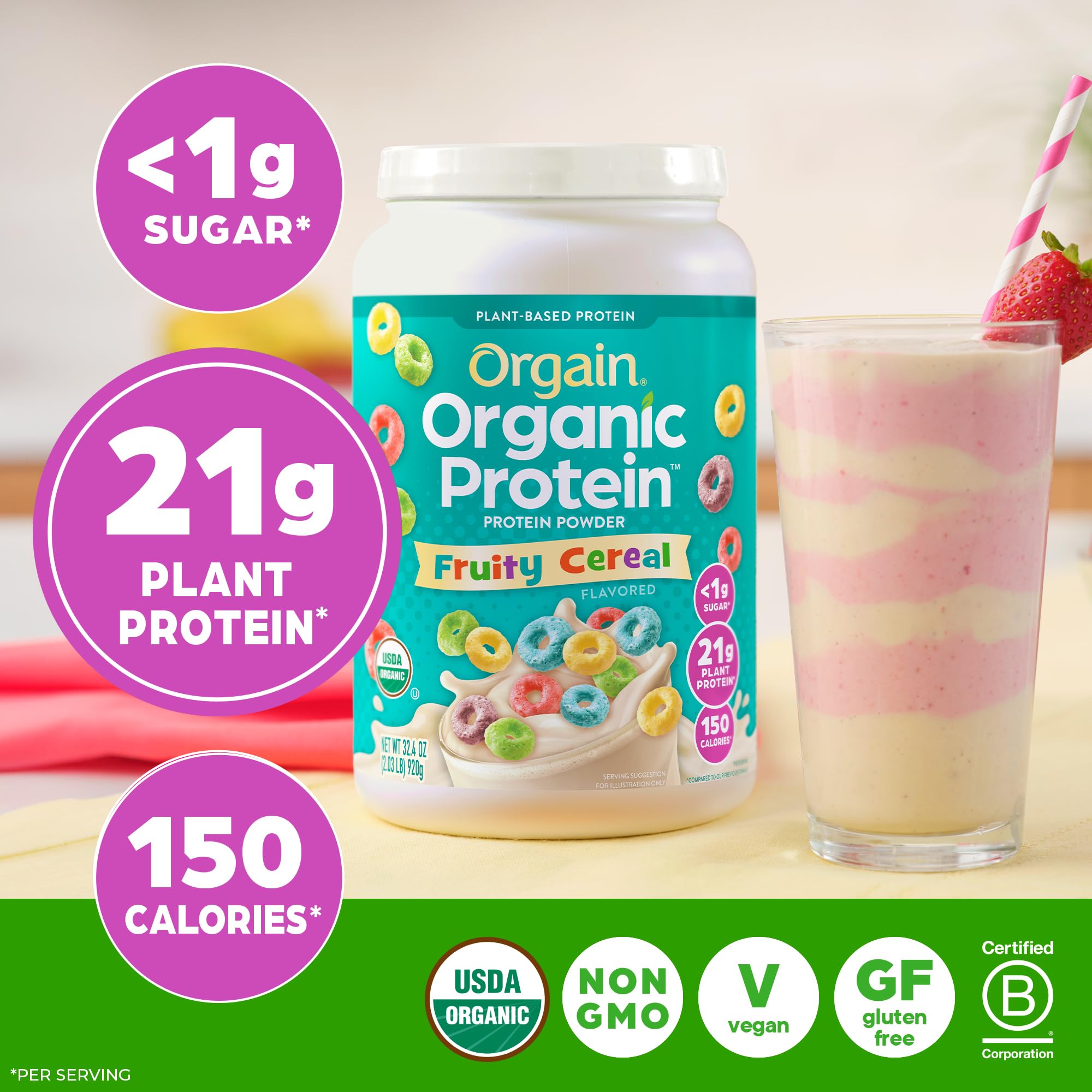 Orgain Fruity Cereal baking bowl for overnight oats and protein desserts.