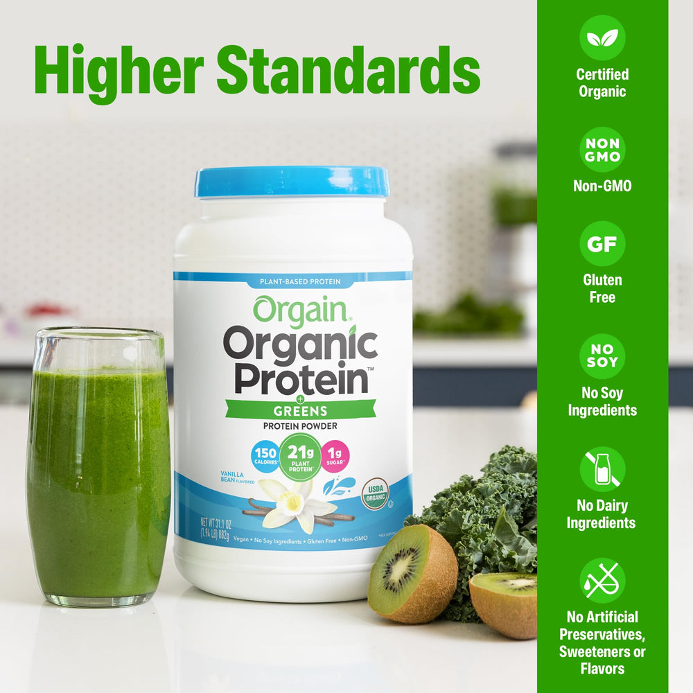 Orgain greens blend with spinach, broccoli, and kale adds daily nutrition for smoothies