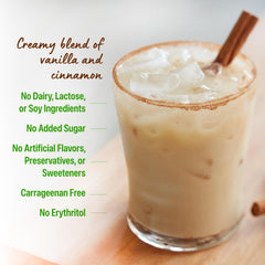 Orgain Horchata pouring into glass for a quick smoothie