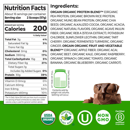 Orgain Organic vegan protein chocolate pour demonstrates smooth mix for workouts