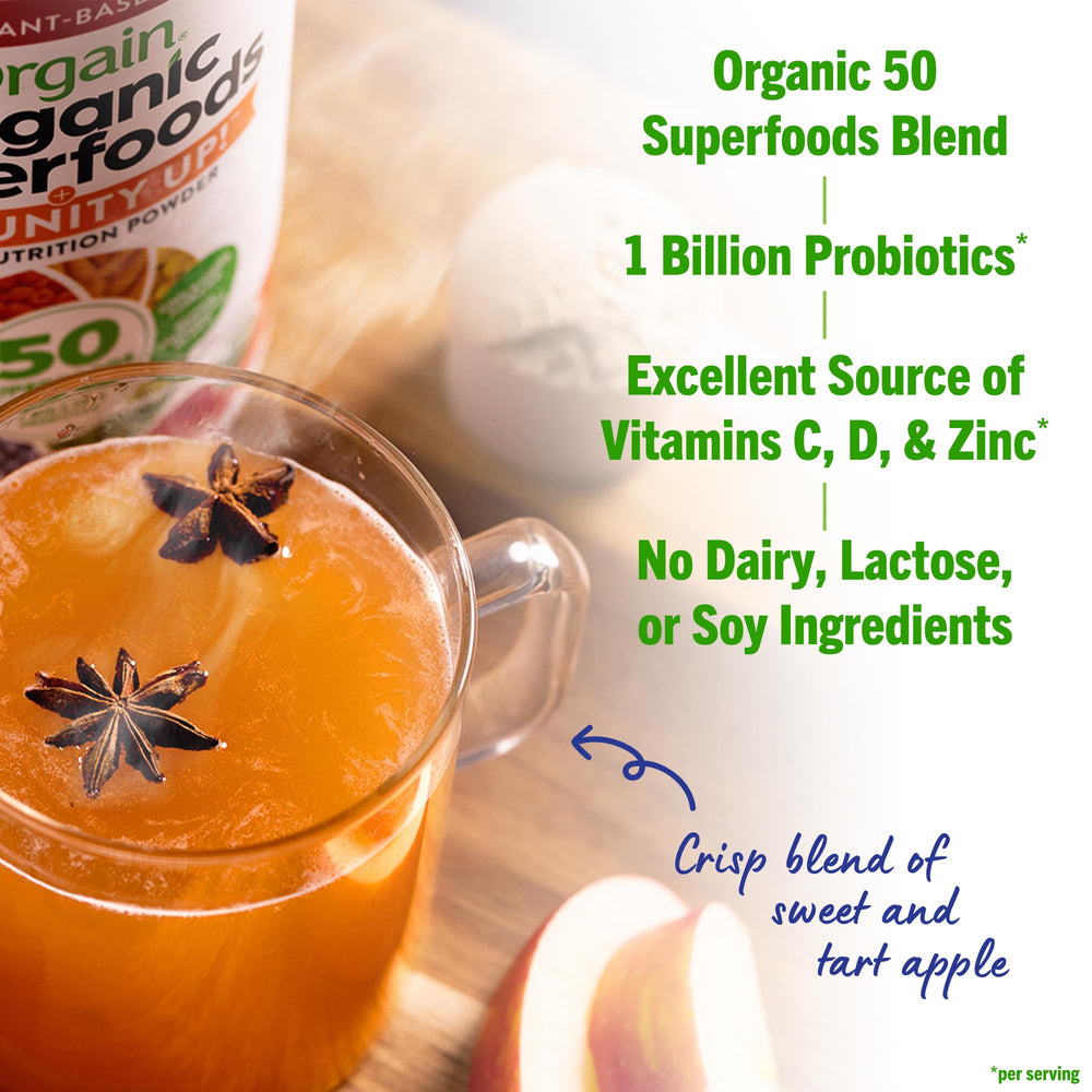 Orgain probiotics label highlights 1 billion cultures per serving.