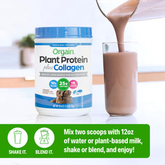 Orgain ingredients close-up showing plant protein and collagen