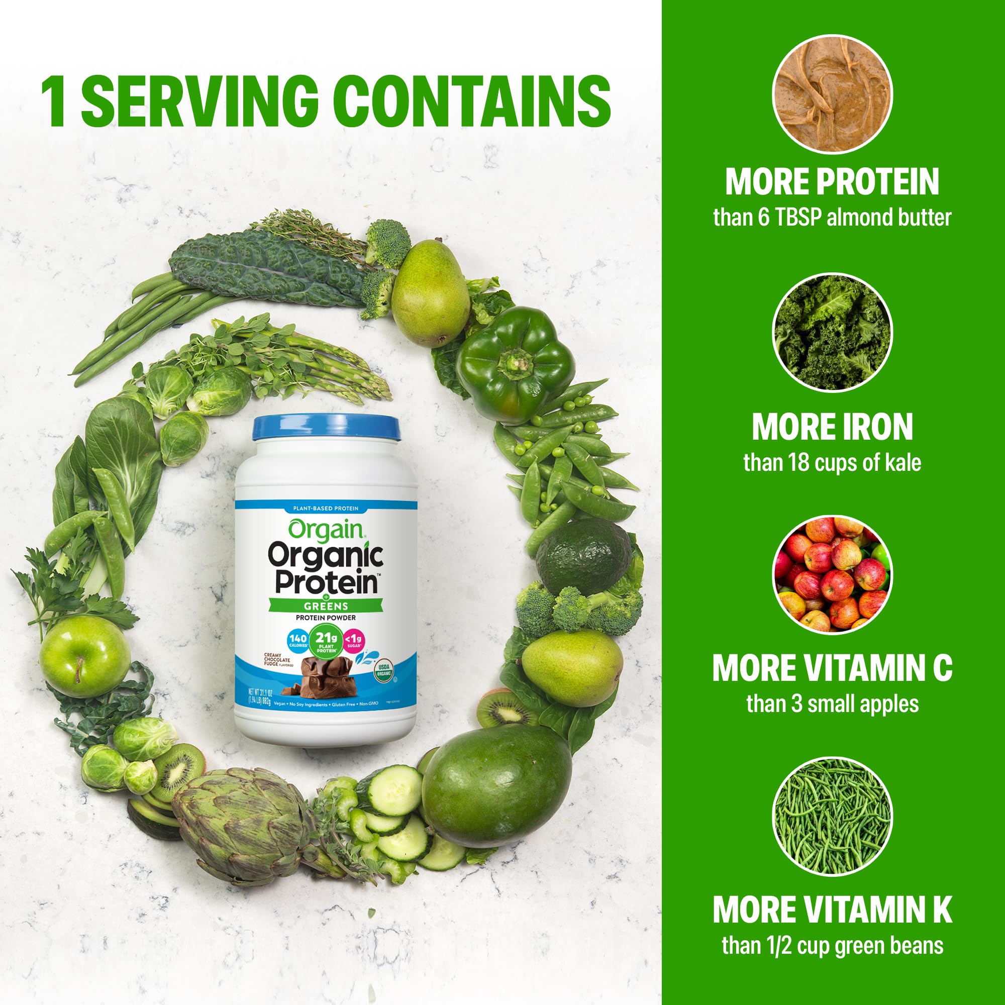 Orgain powder used in baking to boost plant-based protein.