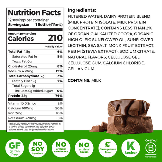 Orgain ready-to-drink shake chocolate fudge 14oz pack offers convenient post-workout nourishment.