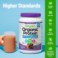 Glass of smoothie made with Orgain protein powder