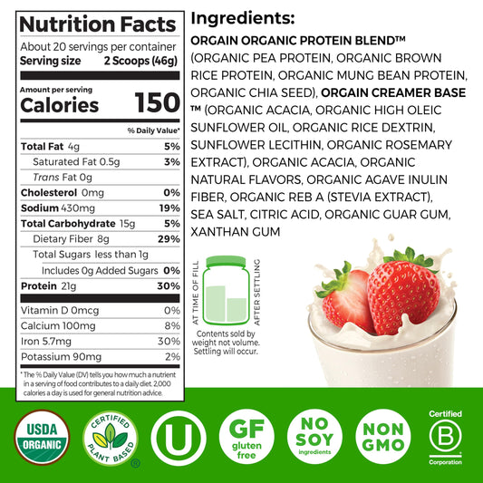 Orgain protein scoop demonstrates convenient serving for creamy smoothies