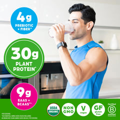 Orgain Vanilla 30g protein powder emphasizes gluten-free and soy-free goodness.