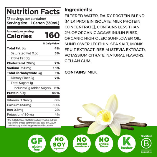 Orgain vanilla bean ready-to-drink shake glass showcases creamy texture