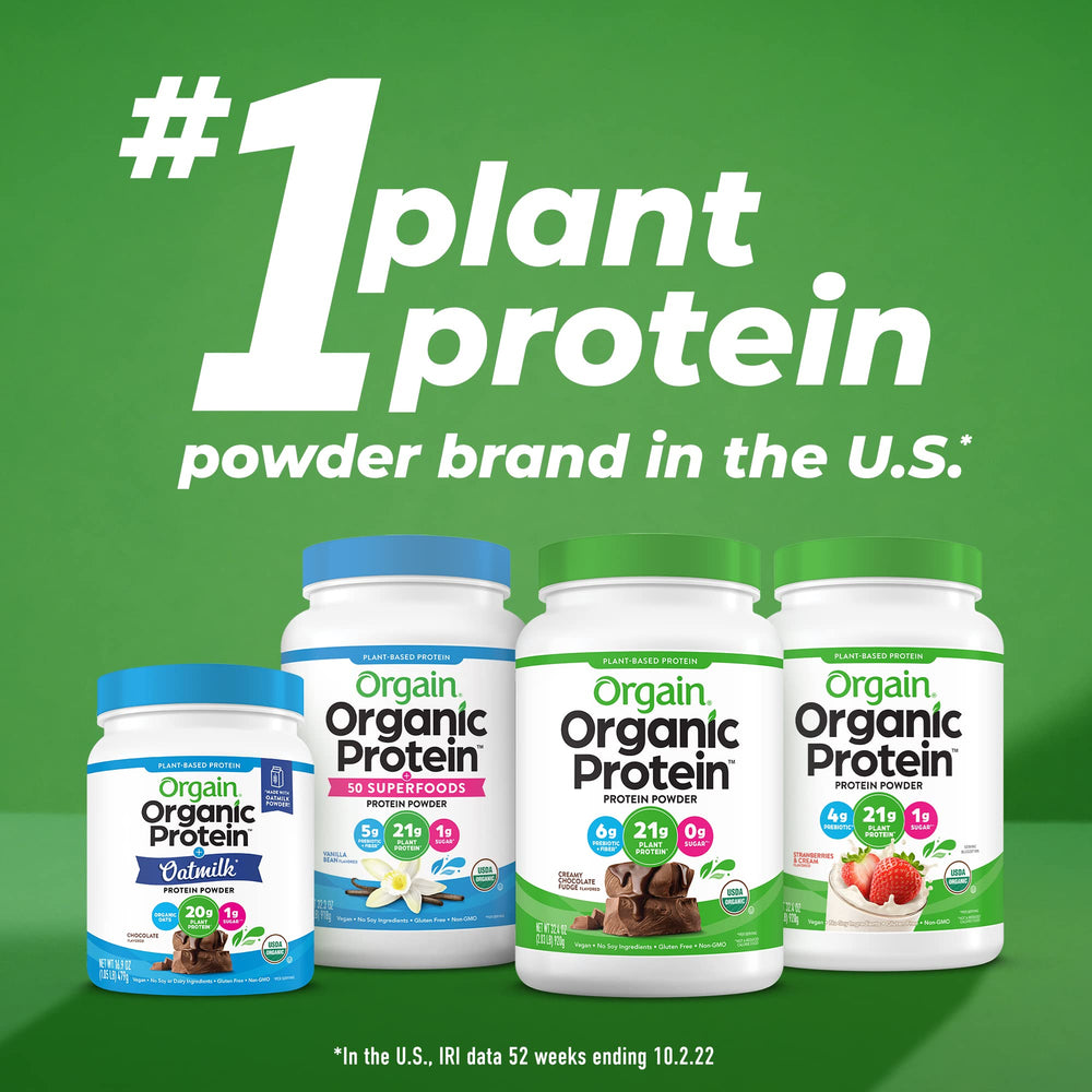 Vitamin C, D, and zinc icons alongside the Orgain packaging.