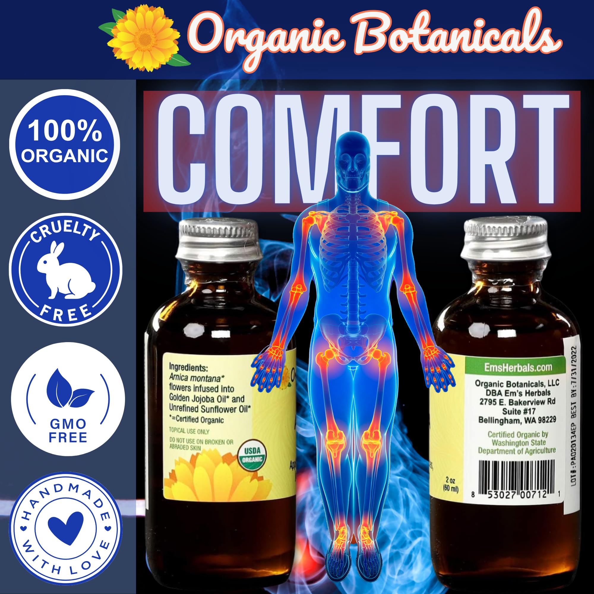 2 oz Organic Botanicals Arnica Oil packaging on display