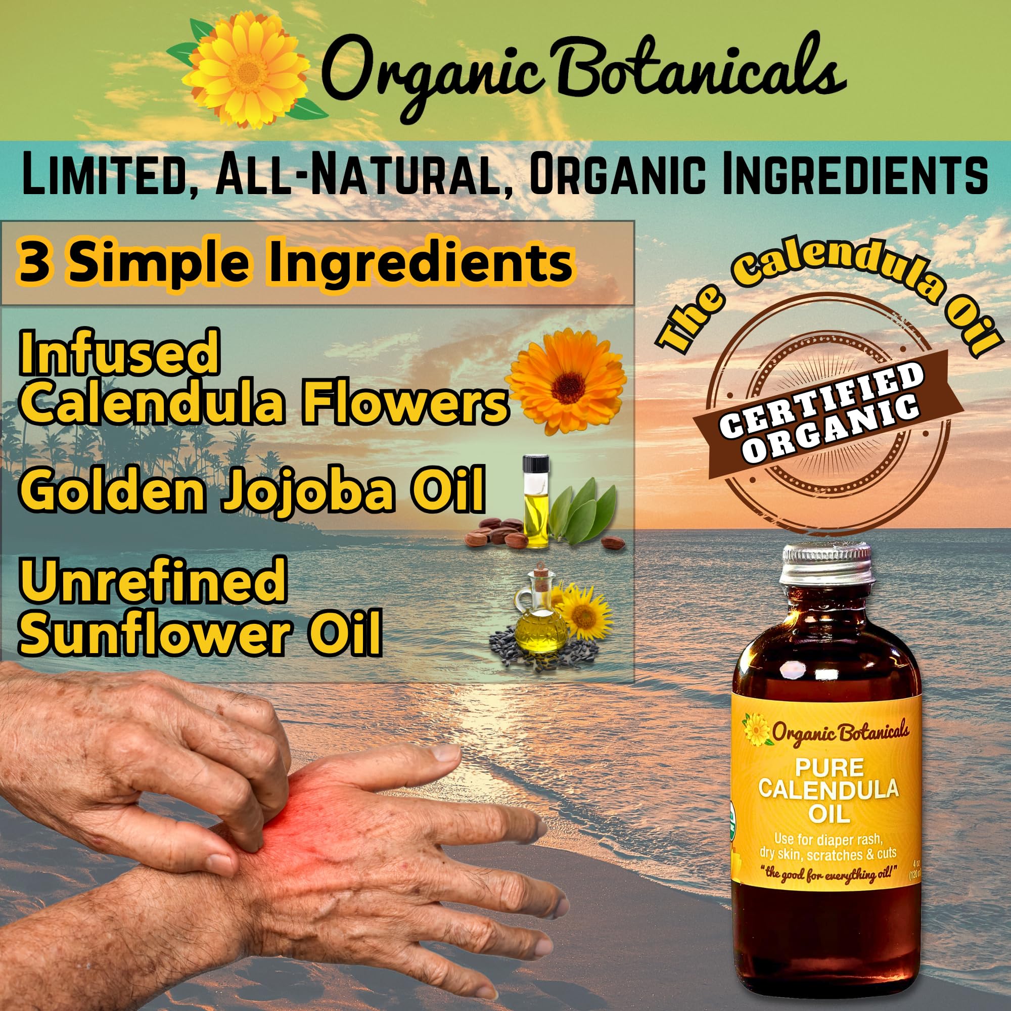 Organic Botanicals Calendula Oil scalp care for healthier hair.