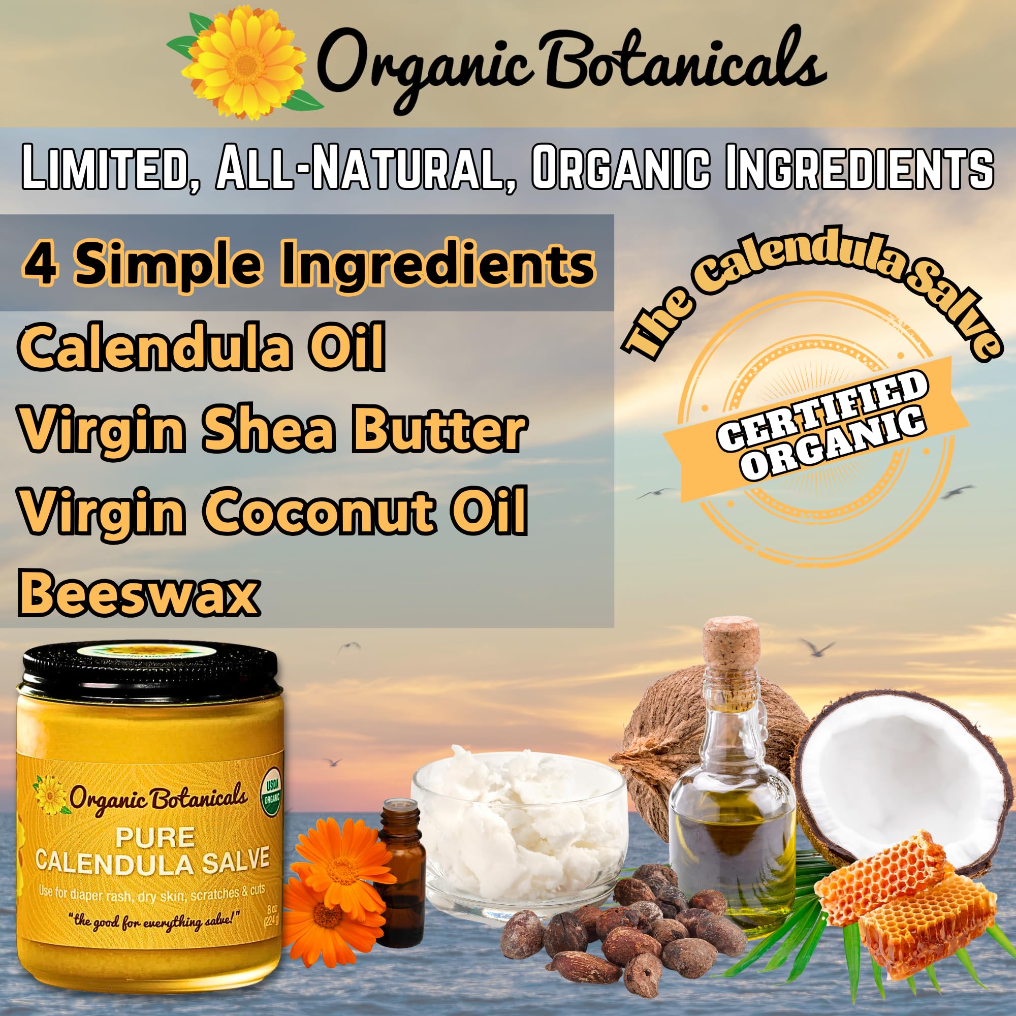 Organic Botanicals Calendula Salve for dogs skin care.